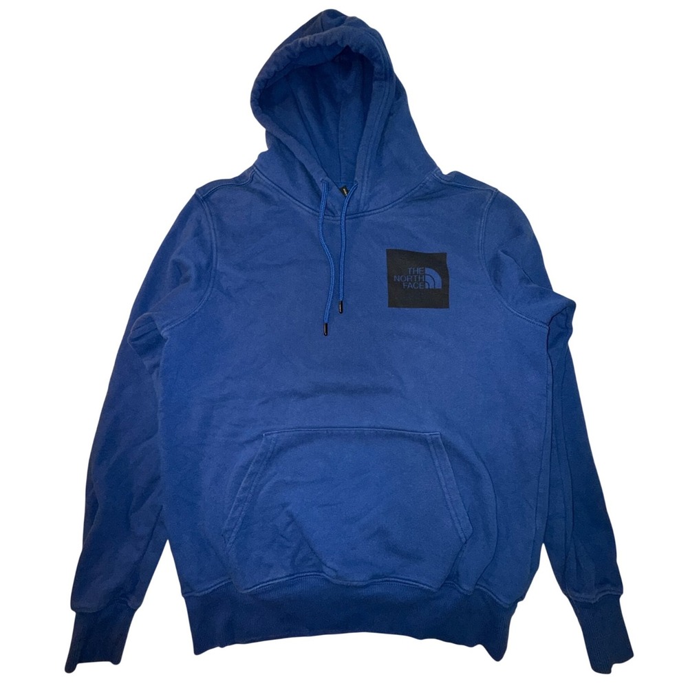 The North Face Mens Blue Box Logo Pullover Hoodie Sweatshirt Small